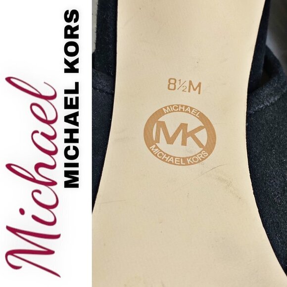 MICHAEL MICHAEL KORS Black Jennings Suede Open Toe Stiletto Booties, Size 8.5 - Picture 9 of 10